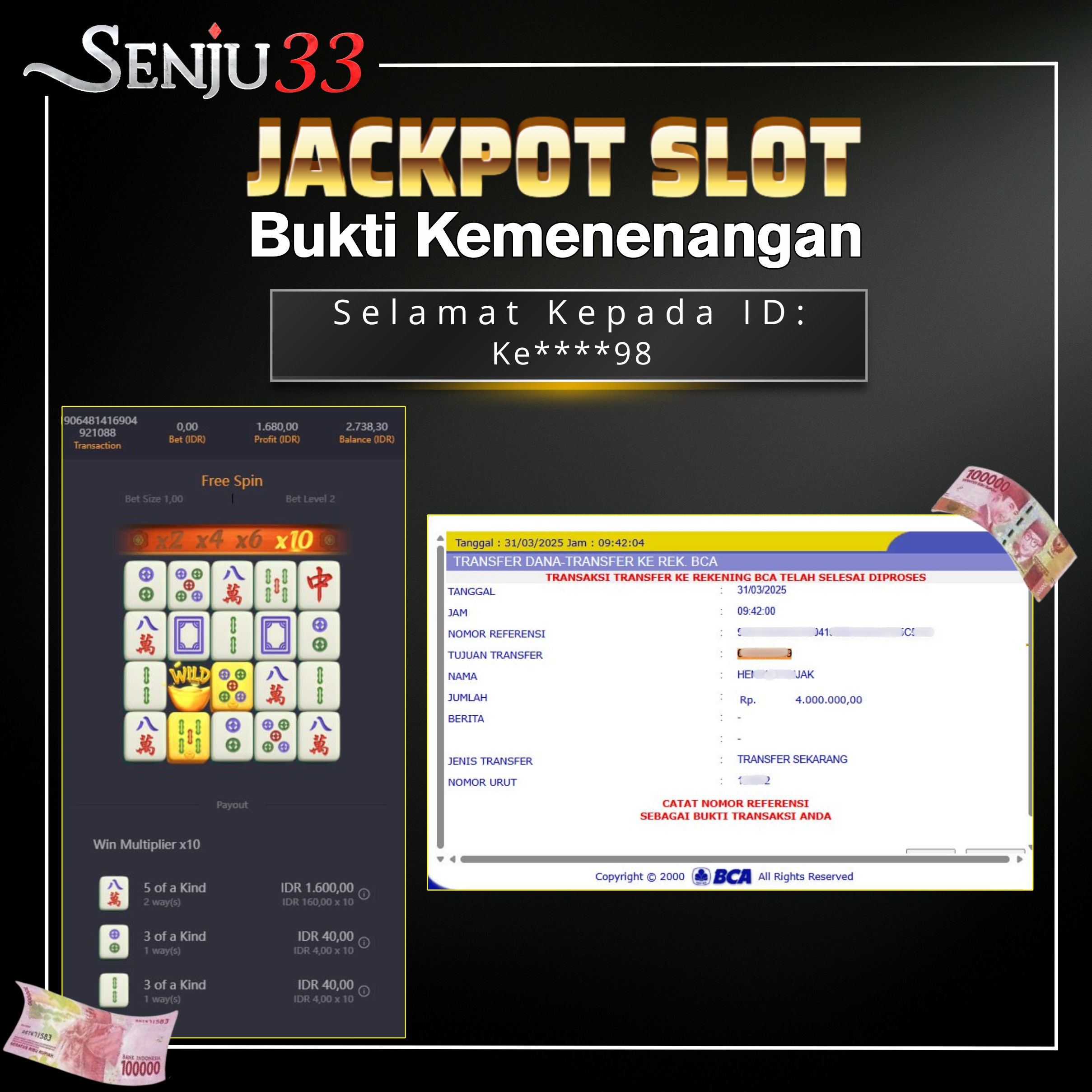 🎰 SENJU33 JACKPOT SLOT Rp. 4.000.000 LUNAS 🎉